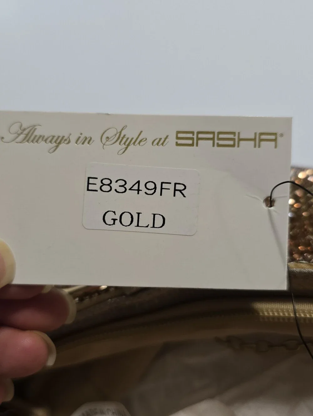 NWT SASHA NEW YORK Gold Crystal Ring-Handle Evening Clutch